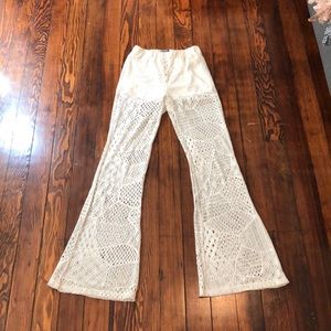 White summer bell-bottoms